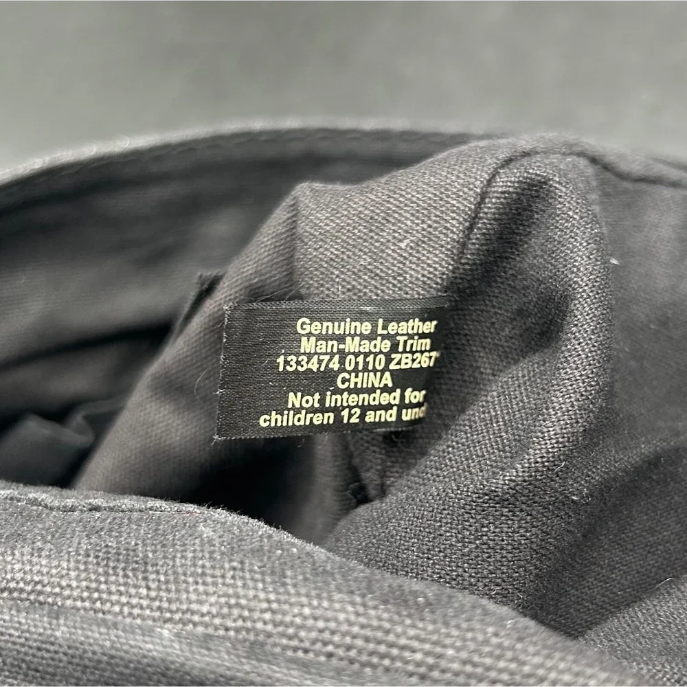 Fossil Vintage‎ Black Leather Canvas Crossbody Bag Messenger Tote